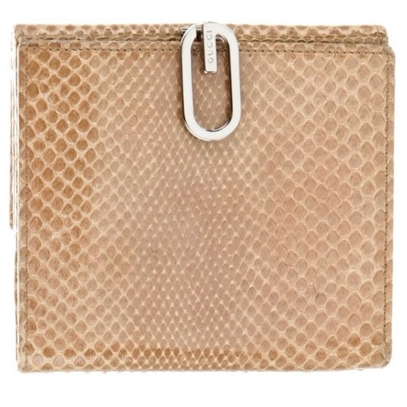 ♦️HTF♦️GUCCI SNAKESKIN COMPACT WALLET WITH HOOK - Picture 1 of 15